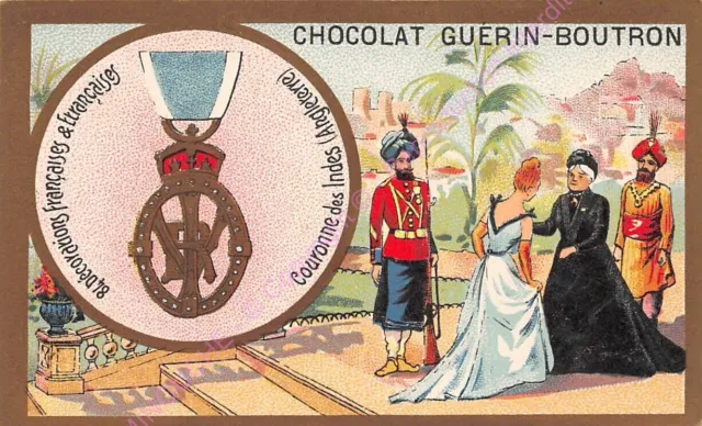 Chromo CHOCOLAT GUéRIN BOUTRON Médaille Couronne des Indes Angleterre