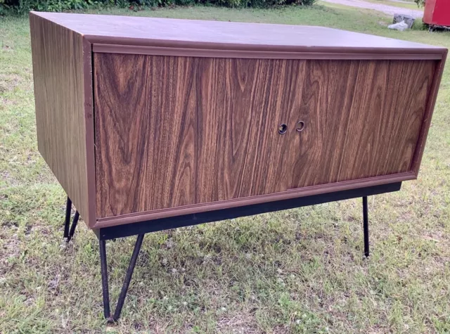 VTG Mid Century Modern Record Cabinet chest Credenza storage hairpin legs retro