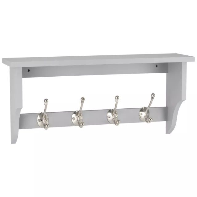 The Range Traditional Four Hook Rail 56cm MDF Nickel Wall Mounted