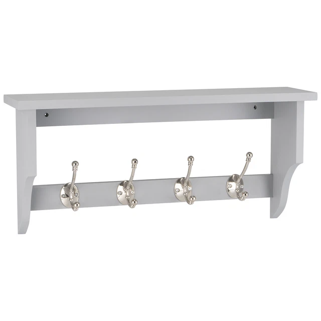 The Range Traditional Four Hook Rail 56cm MDF Nickel Wall Mounted
