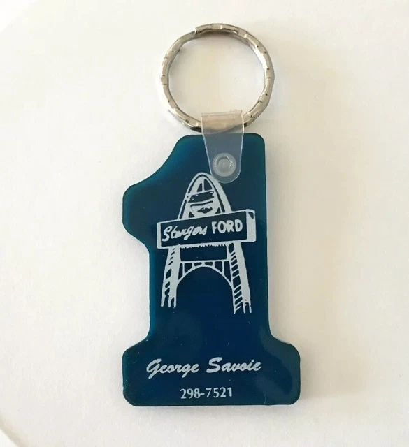 VINTAGE KEYCHAIN STENGERS FORD Key Fob Ring Car Truck Dealer DAYTON