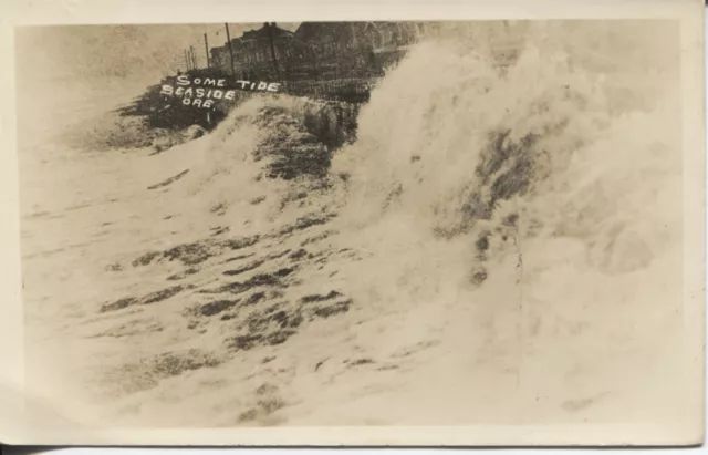 Real Photo Postcard RPPC Some (Huge) Tide Seaside Oregon