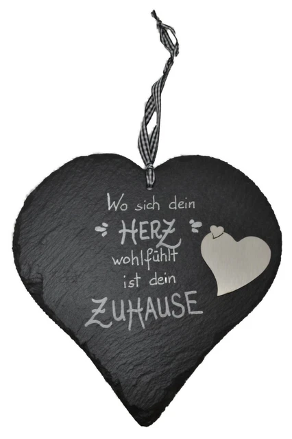 HERZ SCHIEFERHERZ mit Spruch "Wo sich dein Herz..." Deko Wohnung