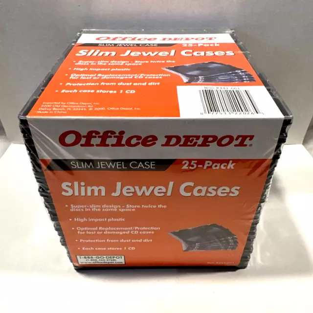 25-PACK Slim Jewel Cases Super Slim Design Office Depot Item #441-661 NEW SEALED