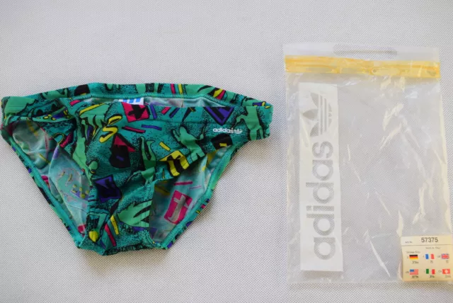 Adidas pantaloncini da bagno pantaloncini corti slip pant nylon vintage deadstock 164 NUOVI