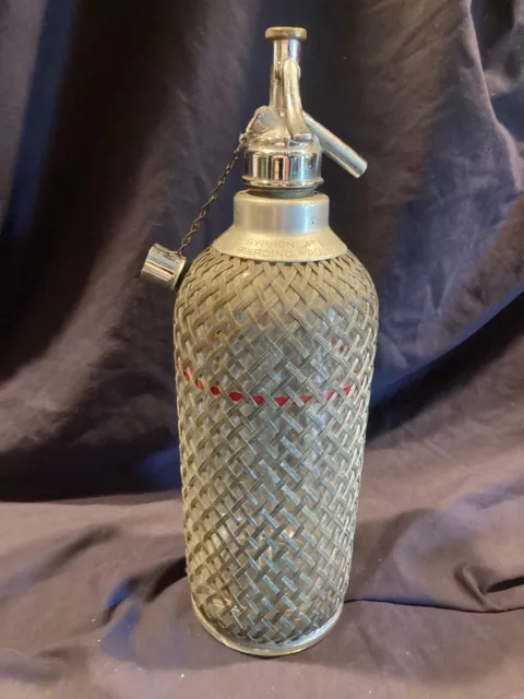 Vintage Soda Siphon Seltzer Bottle Mesh Czech Art Deco Barware