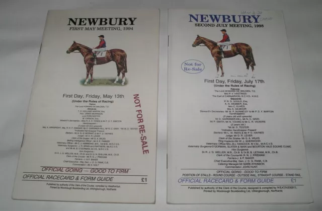 1994 & 1998 NEWBURY RACECARD BOOKLETS Horse Racing
