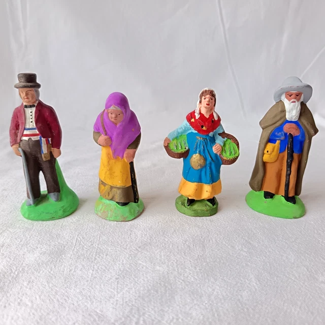Lot De 4 Santons Rois Mages DEVINEAU – Plâtré Patrick, Ancien, Vintage (Occasion, Crèche Noël)