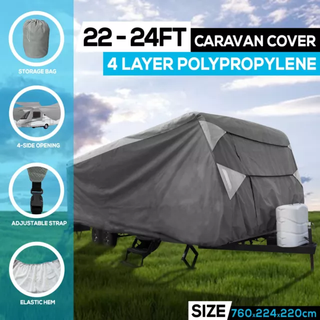 Heavy Duty 22-24ft 4 Layer  Caravan Campervan Cover  UV Waterproof Carry bag