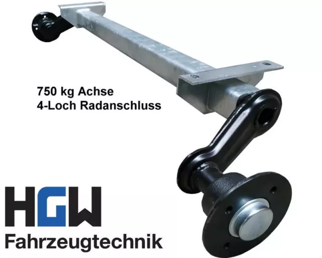 750 kg Achse für Anhänger - AM: 1000 mm - AS: 4*100 - ungebremste Anhängerachse