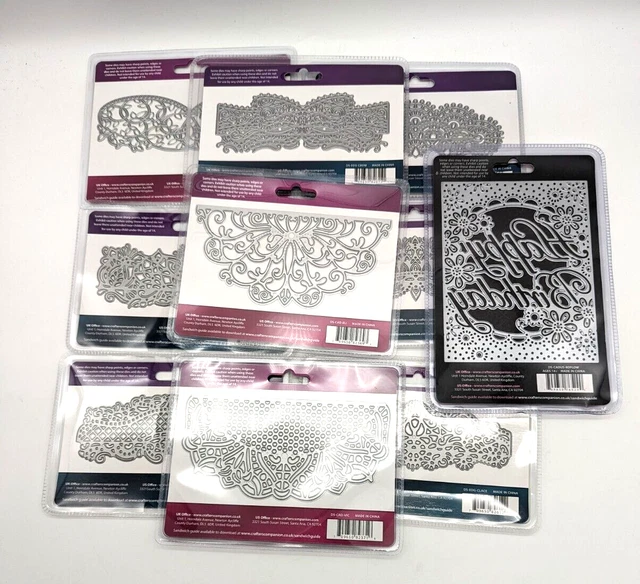 Die'sire Metal Dies Lot of 9 Cupid Crown Lace Art Deco Flower Happy Birthday