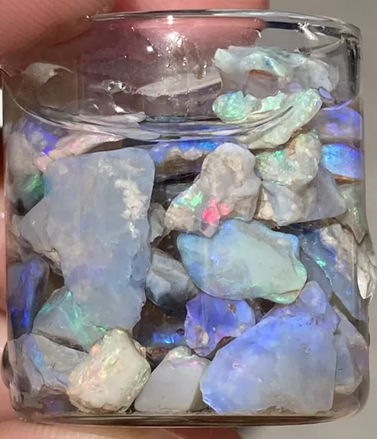 Black Opals Australia Lightning Ridge Jar Parcel 50ct Gift Opal Rough Stones Gem