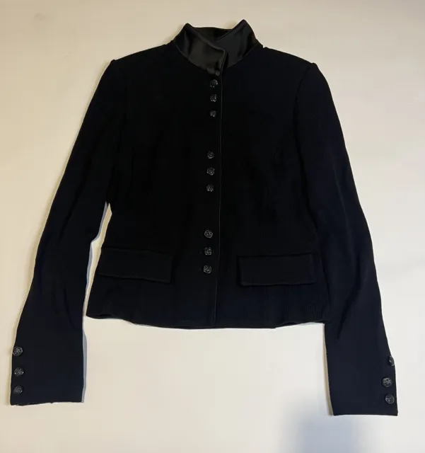 St. John Evening Jacket Size 4 Women Black Santana Knit Shacket Suit Coat