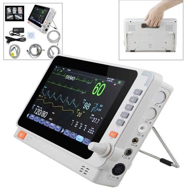 10" Portable  VET Patient Monitor Vital Signs ECG, NIBP, RESP, TEMP, SPO2, PR