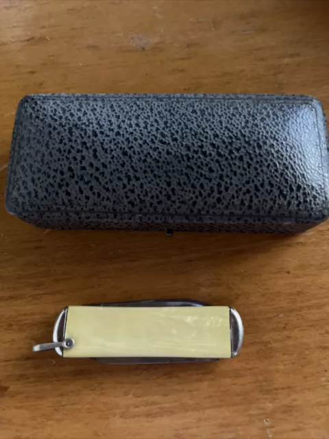 Vintage Bakelite Made 2 Look Like Mother of Pearl Pocket Knife 2 Blades