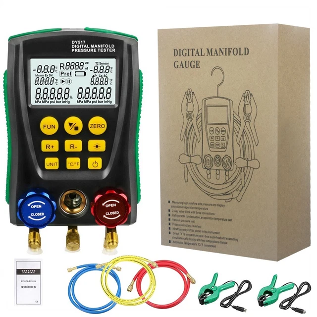 Digital Manifold Gauge Refrigeration Testing Maintaining Air-Conditioner Vacuum