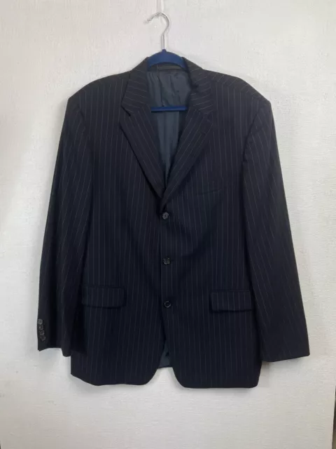 HUGO BOSS mens suit jacket Navy pinstripe Large 54" 100% New Zealand Merino Wool