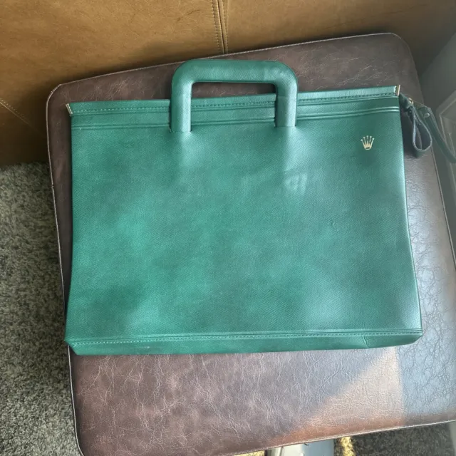 Vintage Rolex Green Attaché Briefcase Bag For Display And Collectible Watch