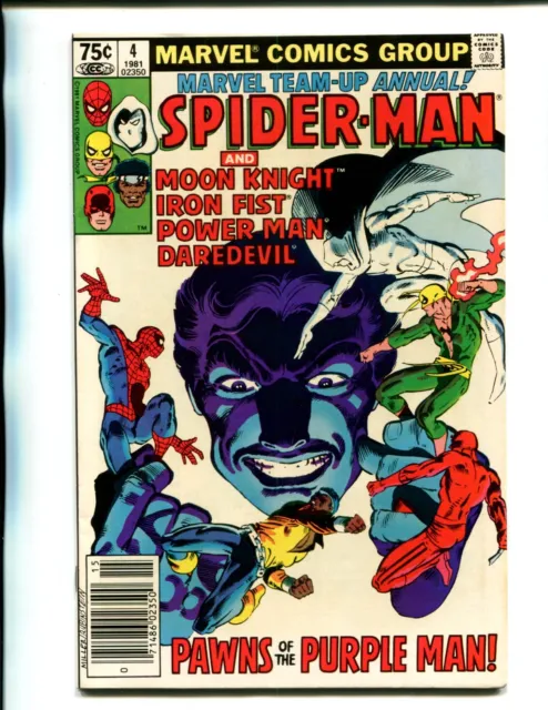 Marvel Team-Up Annual 4 Vf/Nm Newsstand V1! Spider-Man, Moon Knight,  Daredevil!
