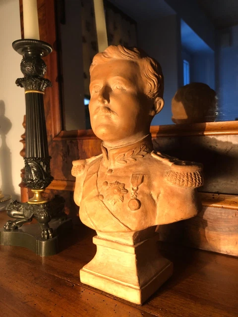 BUSTE EN TERRE cuite patinée, sculpture Albert Ier roi del Belges ...