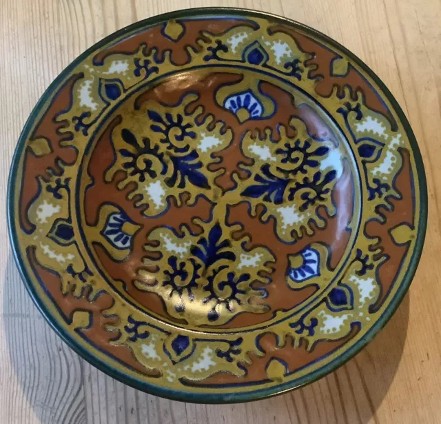 Gouda Pottery Hand Painted Charger Plate Antique Dutch.  Rhodian Pattern.