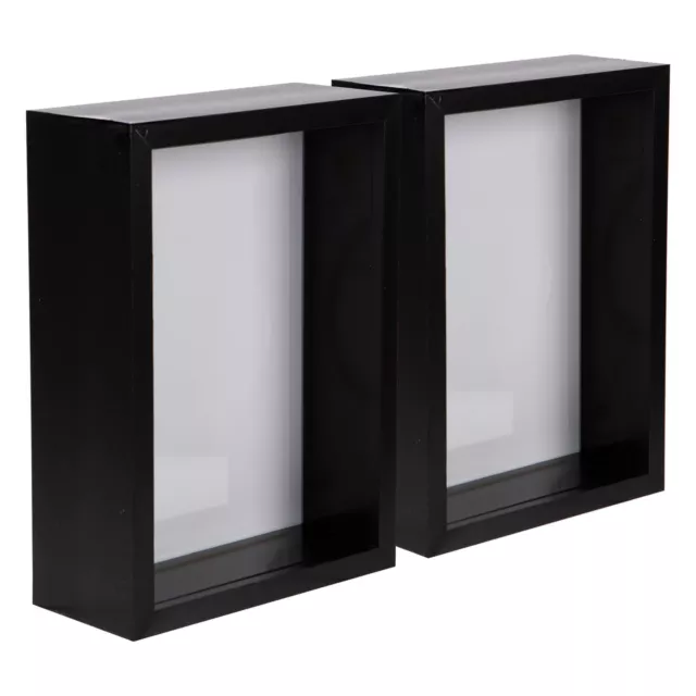 2x Black 5" x 7" 3D Deep Box Photo Frames Standing Hanging Craft Shadow Picture