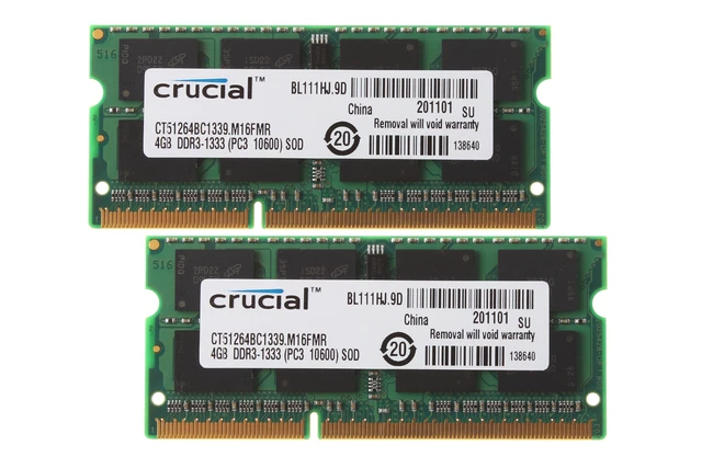 Mémoire RAM Crucial DDR3L 1333Mhz 16GB (2x8GB) SODIMM Pour PC Portable – Neuf, Testé