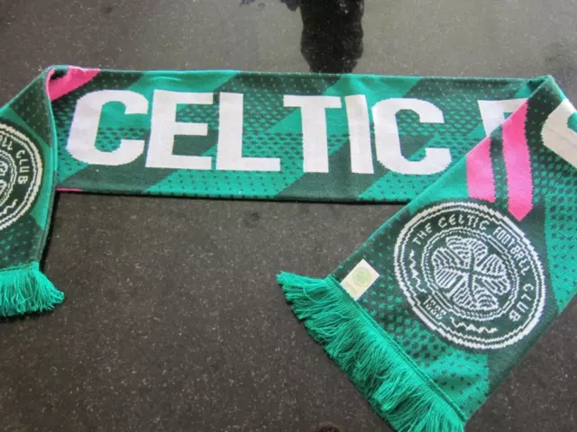 Official CELTIC Football Club FC Green White Pink Scarf