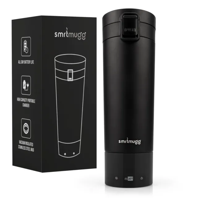 SMRTMUGG Heated Coffee Mug, All Day Battery Life, 10 oz capacity.