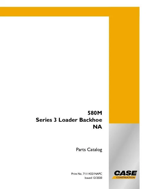 Case 580M Series 3 Loader Backhoe Parts Catalog