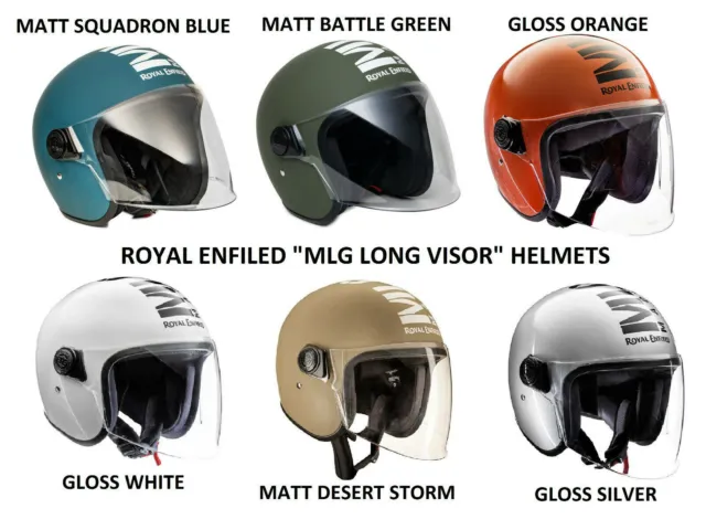 Nouveaux casques de moto à face ouverte Royal Enfield "MLG LONG VISOR"