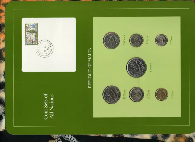 Coin Sets of All Nations Malta All 1986 UNC RARE 1 Pound, 50,25,10,5,2,1 cents