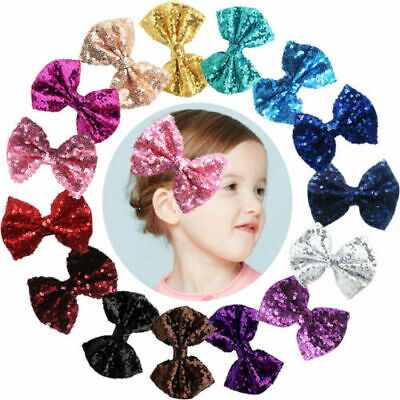 15pcs For Bling Bows Glitter Clips Hair Sparkly Alligator Sequins Kids Party
