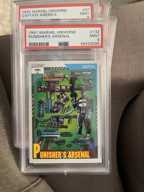 1991 Impel Marvel Universe #132 Series 2 Punisher’s Arsenal PSA 9