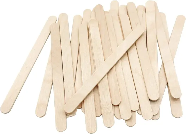 100 pcs Natural Wood Popsicle Sticks Wooden Craft Sticks Wax 4-1/2 x 3/8  New 