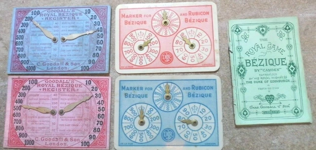 VICTORIAN BEZIQUE RUBICON score register cards Goodall c1870 £12.50 ...