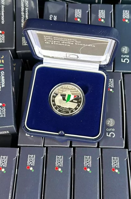 5 Euro ARGENTO PROOF ITALIA 2024 GUARDIA DI FINANZA PP BE FONDO SPECCHIO