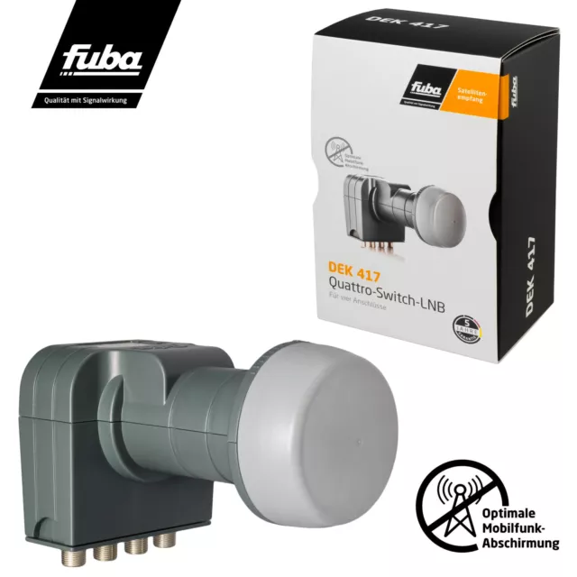 Fuba DEK 417 Quad LNB LNC Quattro Switch Sat Empfang HDTV 4k 3D 4 Teilnehmer