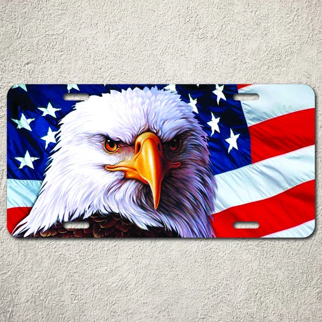 LP0008 Auto Car License Plate America Flag Eagle Home Wall Door Room Decor Gift