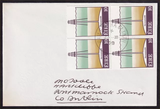 Ireland, 1978 Arrival of Onshore Natural Gas Block of 4 on Cover. DUBLIN CDS
