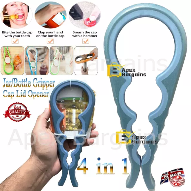 4 in 1 Jar And Bottle Opener | Silicone Gripper Multi Opener | Kitchen Gadget UK