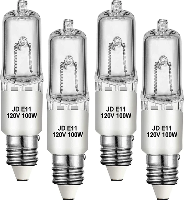 4 Pack JDE11 Bulb,120V 100W Halogen Candelabra Bulbs,T4 Mini Base JD E11 Bulb ,D