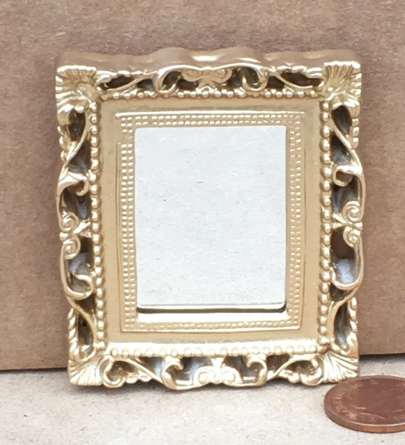 Dollhouse Victorian Oval Mirror – Gold Ornate Frame Miniature Wall Accessory 1:12 Scale - View #2