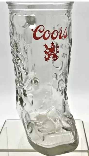 COORS BEER COWBOY BOOT GLASS MUG - VINTAGE Heavy Glass - Weighs over 1 lb.