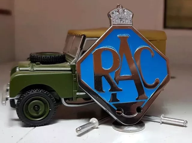 MINIATURE HALF SIZE RAC Chrome Grille Badge Toylander Model Land Rover Series