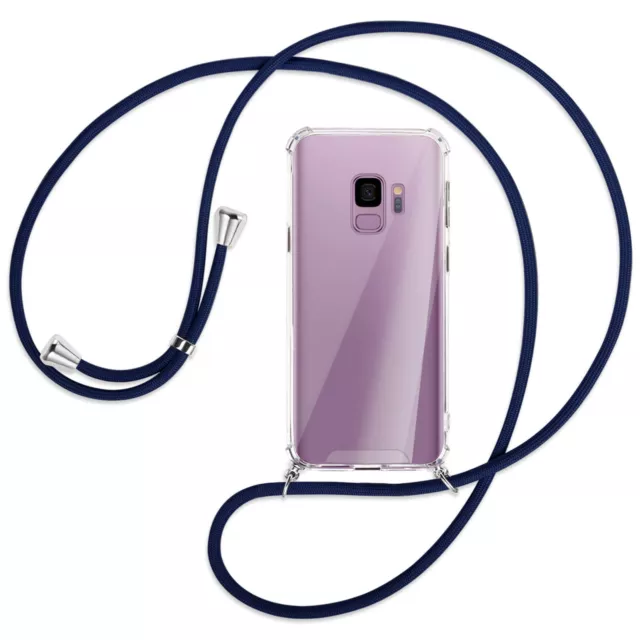 Collier pour Samsung Galaxy S9 bleu foncé (A) Etui Coque silicone avec cordon