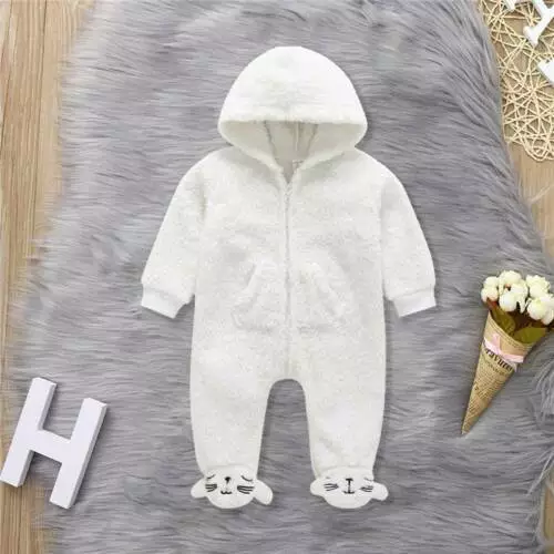 Hooded Bear Jumpsuit Kids Newborn Outfits Clothes Bodysuit Girl Boy Baby Romper