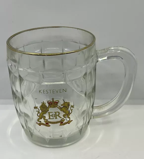 VINTAGE 1953 QUEEN Elizabeth II Coronation Glass Tankard-Royal ...