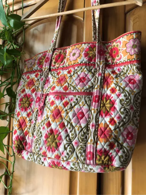 Authentic Vera Bradley Multi flowers Pink Orange Toggle Tote