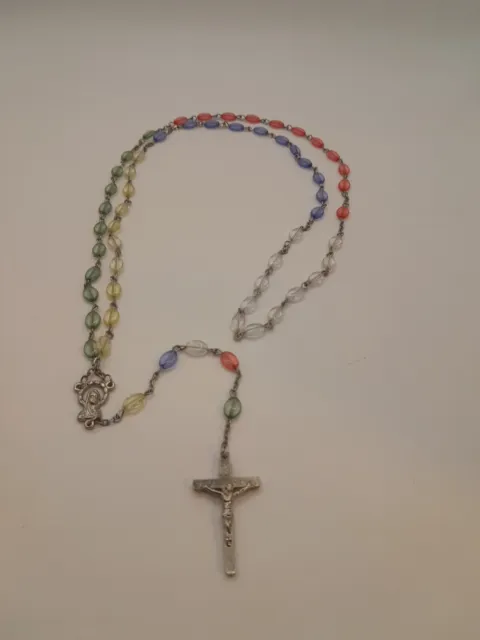 Rosary Catholic Prayer Beads Multicolor Beaded Christ Mary Cross Religious 23"